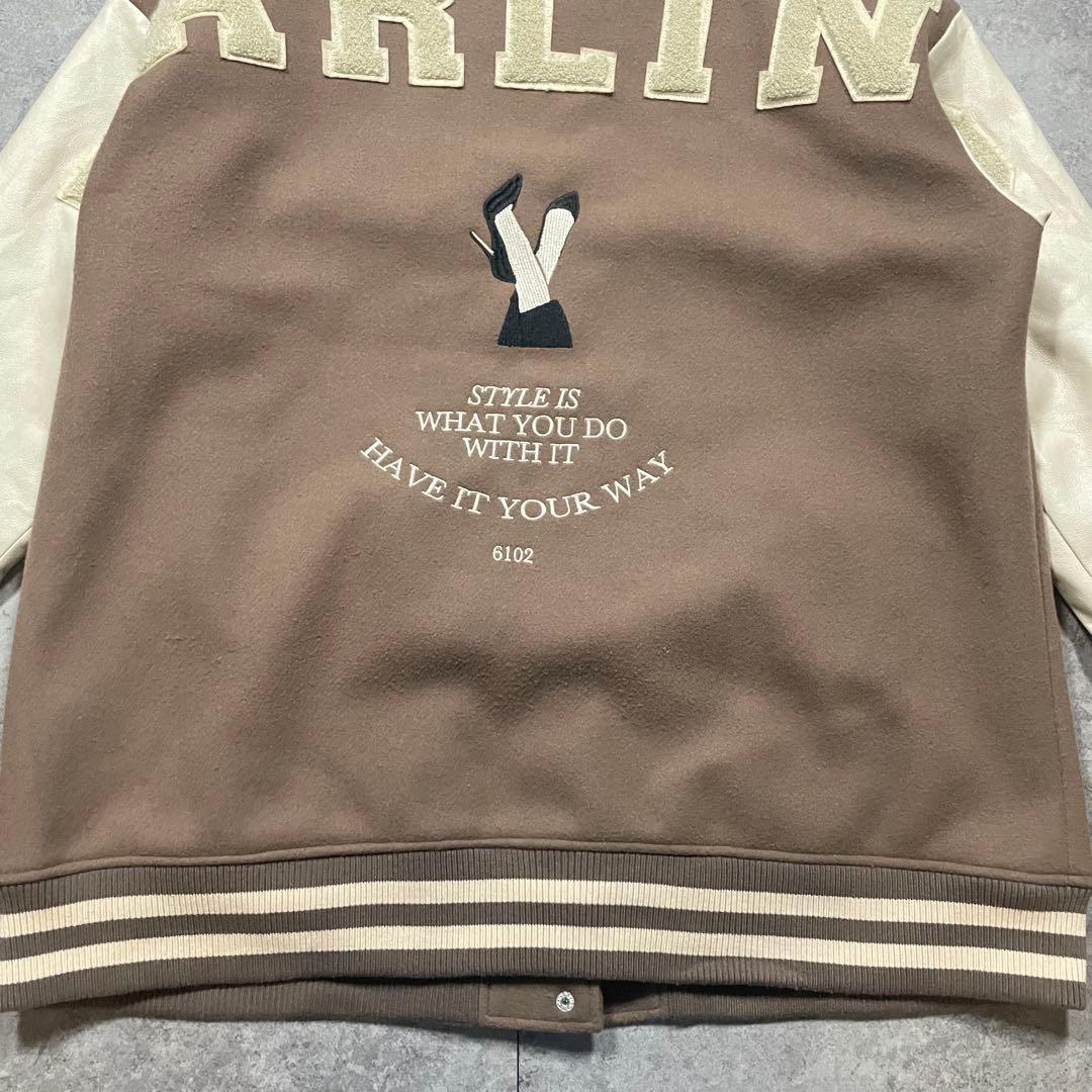 【F】ダーリッチ Darich スタジャン ブラウン×アイボリー 合皮袖 中綿入