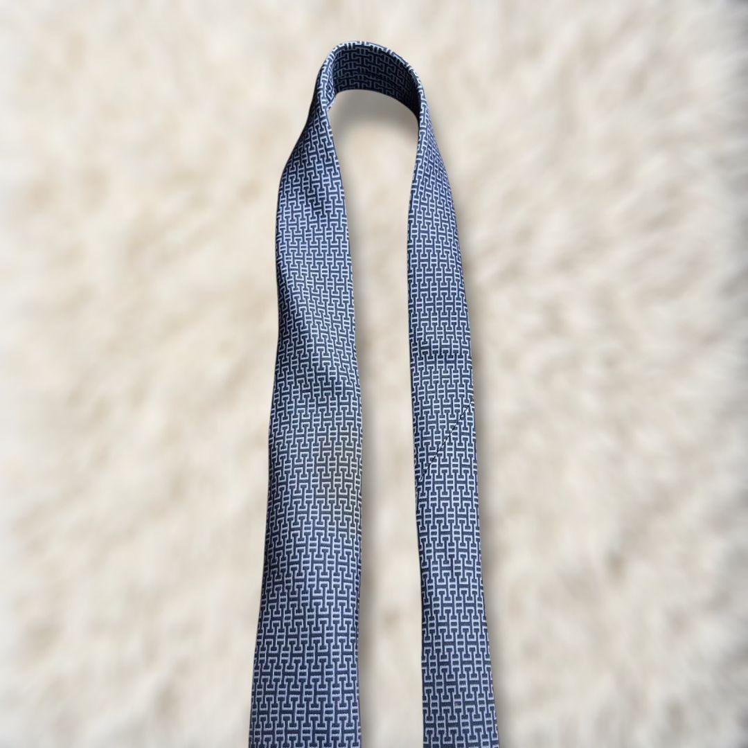 【美品✨】エルメス HERMES H柄 総柄 ファソネ 濃紺青 ハイブランド