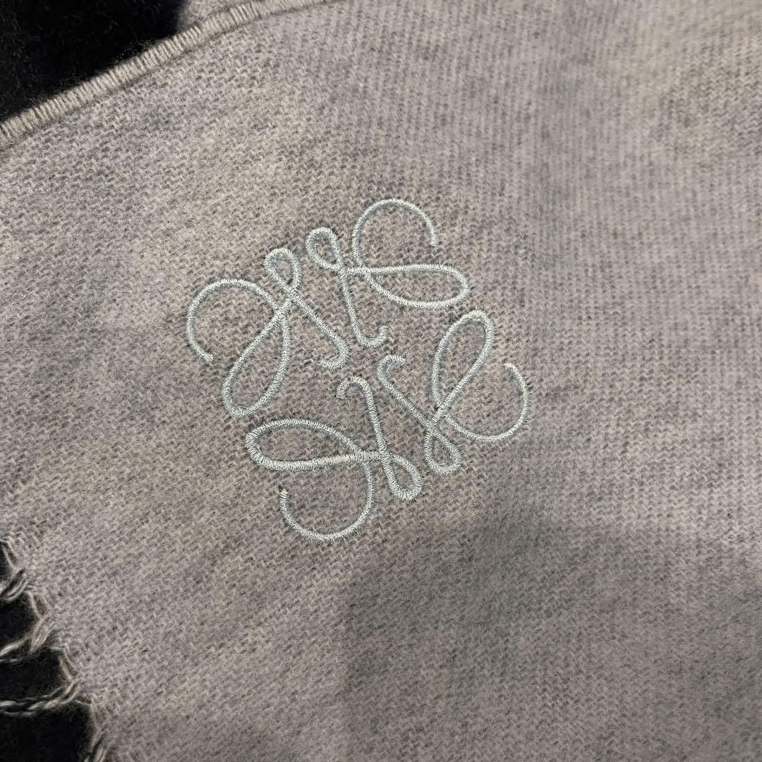 t130【美品】ロエベ 刺繍 ロゴ リバーシブル マフラー 入手困難 希少 人気