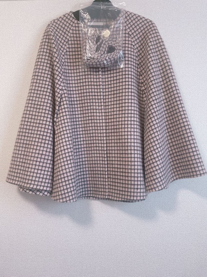 極美品　ANAYI リバーチェックケープコート36