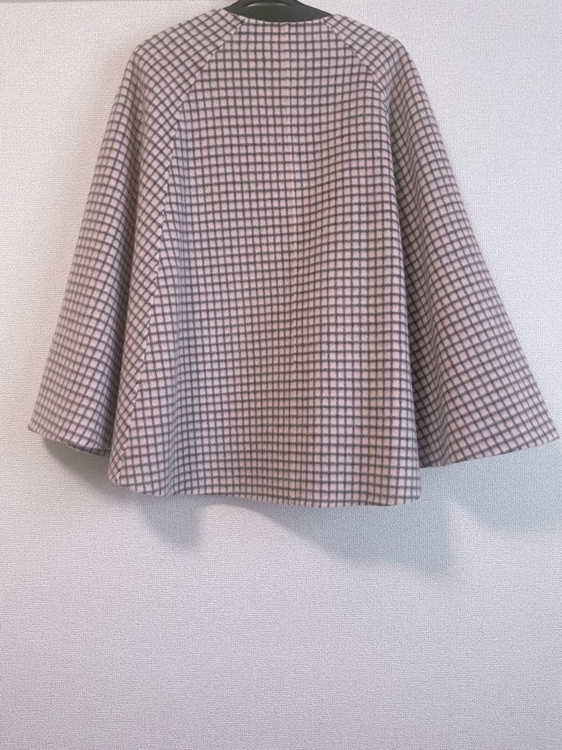 極美品　ANAYI リバーチェックケープコート36