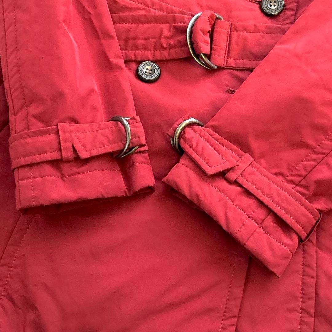 希少✨人気　バーバリー　トレンチコート　ノバチェックファーフード付きベルト付き赤