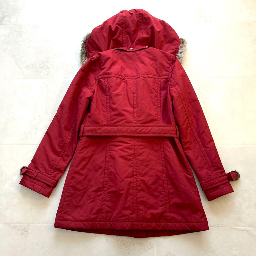 希少✨人気　バーバリー　トレンチコート　ノバチェックファーフード付きベルト付き赤