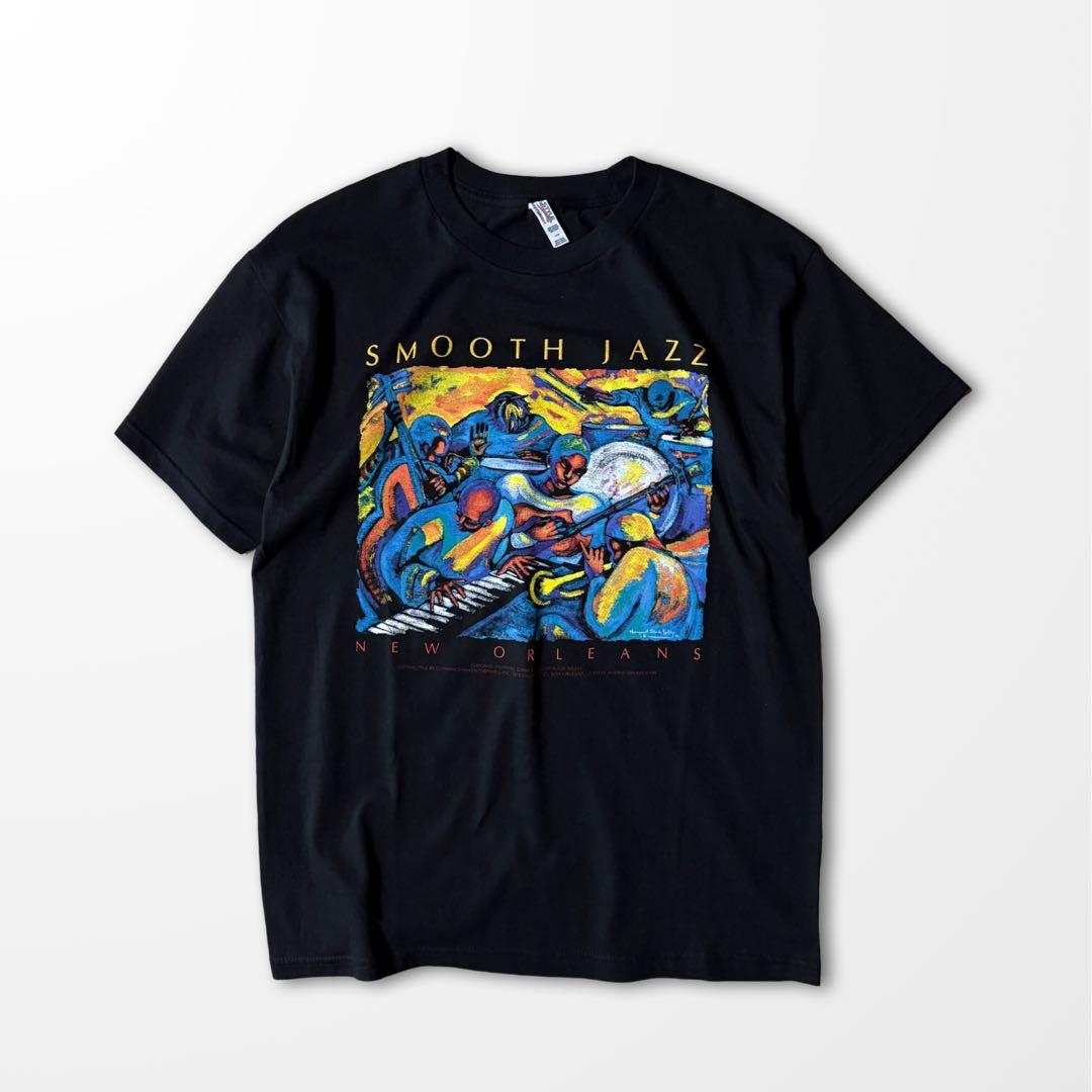 JAZZ Tシャツ 黒 音楽T アート 古着 NEW ORLEANS 90s風