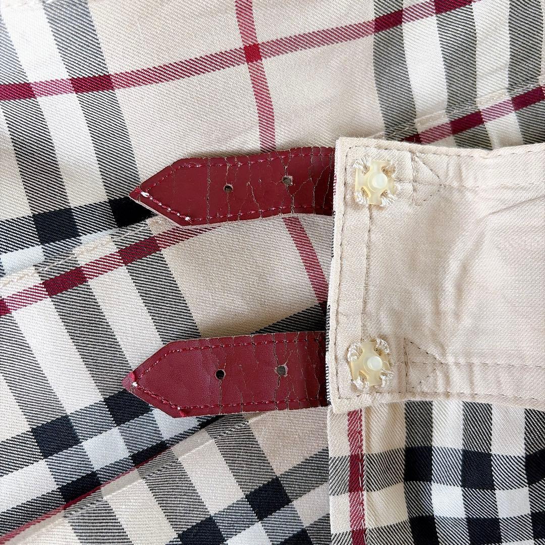 【バーバリーブルーレーベル】ベルトラッププリーツスカート ベージュノバチェック