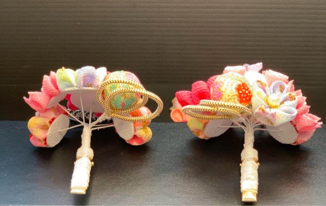 *ami*さま専用 七五三髪飾りセット 赤色×白色 7-26、うさぎ前簪7-27