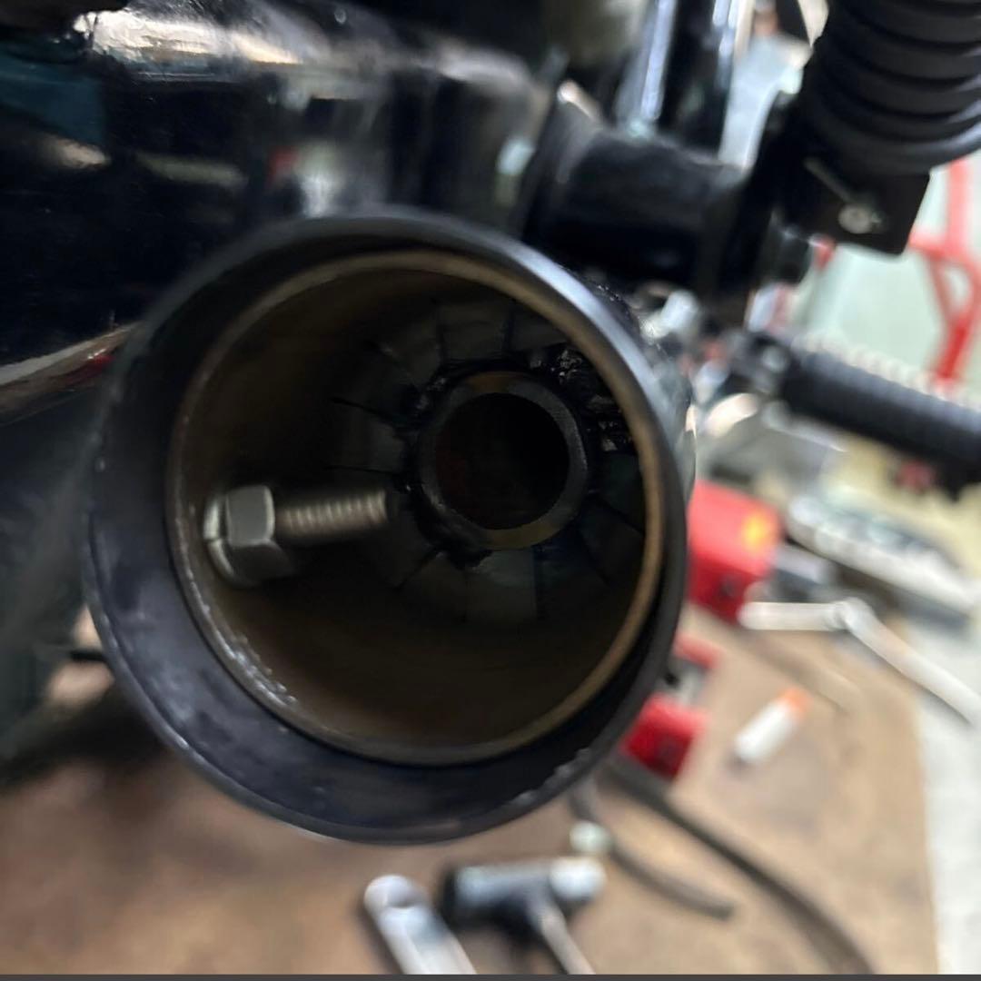 エストレア250 ワンオフヨシムラ風ショート菅スリップオン