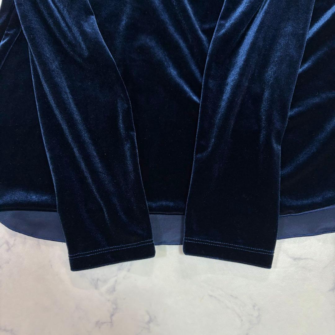 美品MaxMara LEISURE ベロア ボディスーツ 長袖ネイビー ML相当