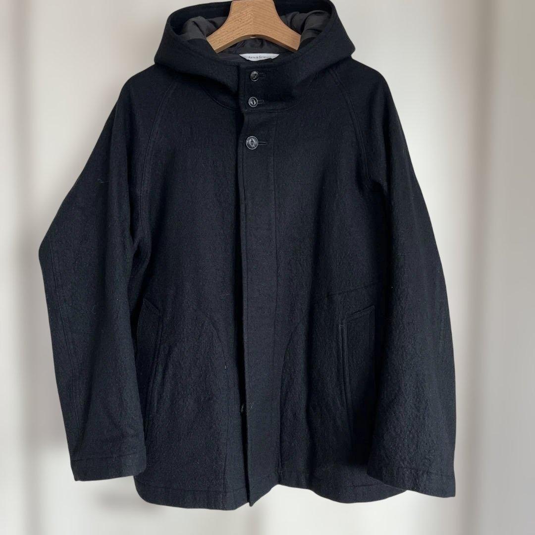 【A&S】Hooded short coat ブラック美品