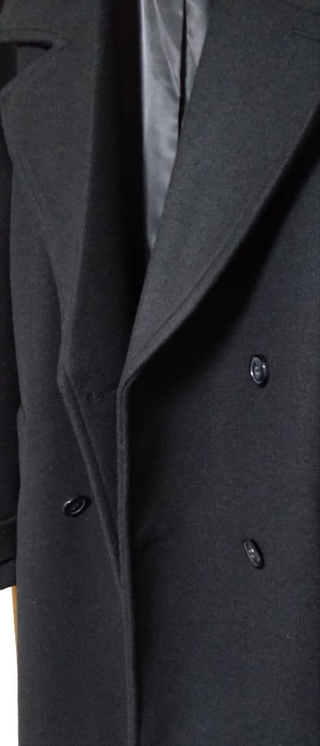 CLEL テックメルトンルーズダブルチェスターコート ブラック L