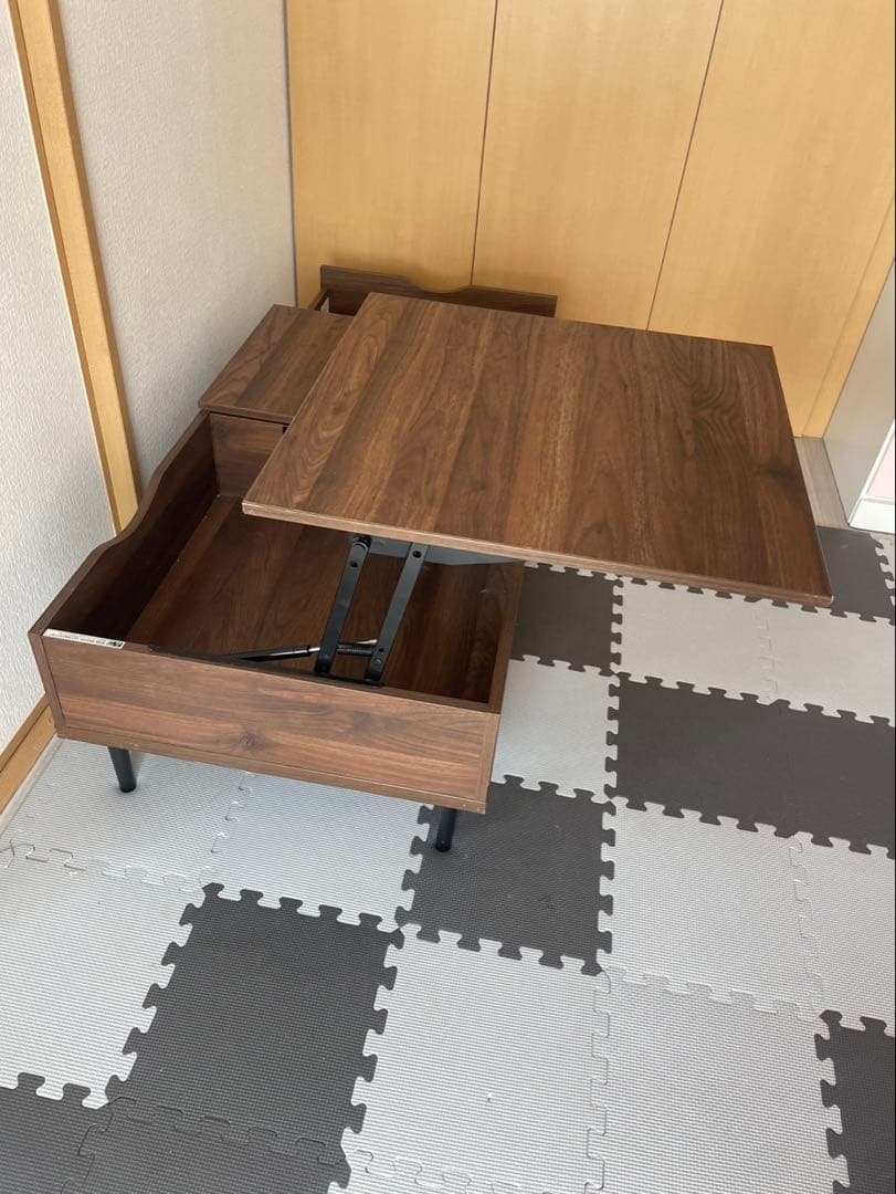 ジ*ナ様 美品　ニトリ　昇降リビングテーブル　収納引き出し付き　ローテーブル　北