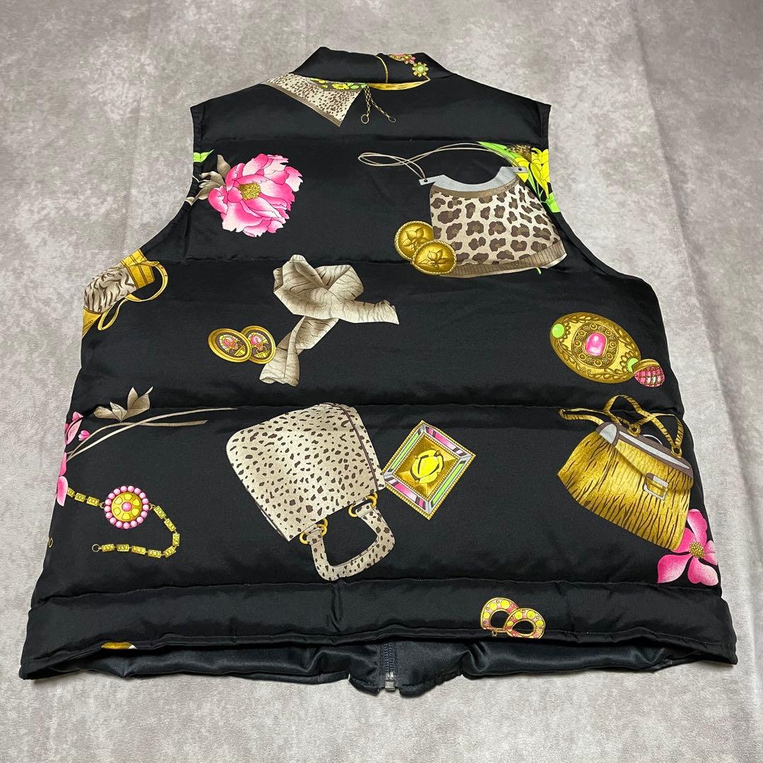 希少　レオナールスポーツ　LEONARD （M） ダウンベスト　花柄　シルク　黒