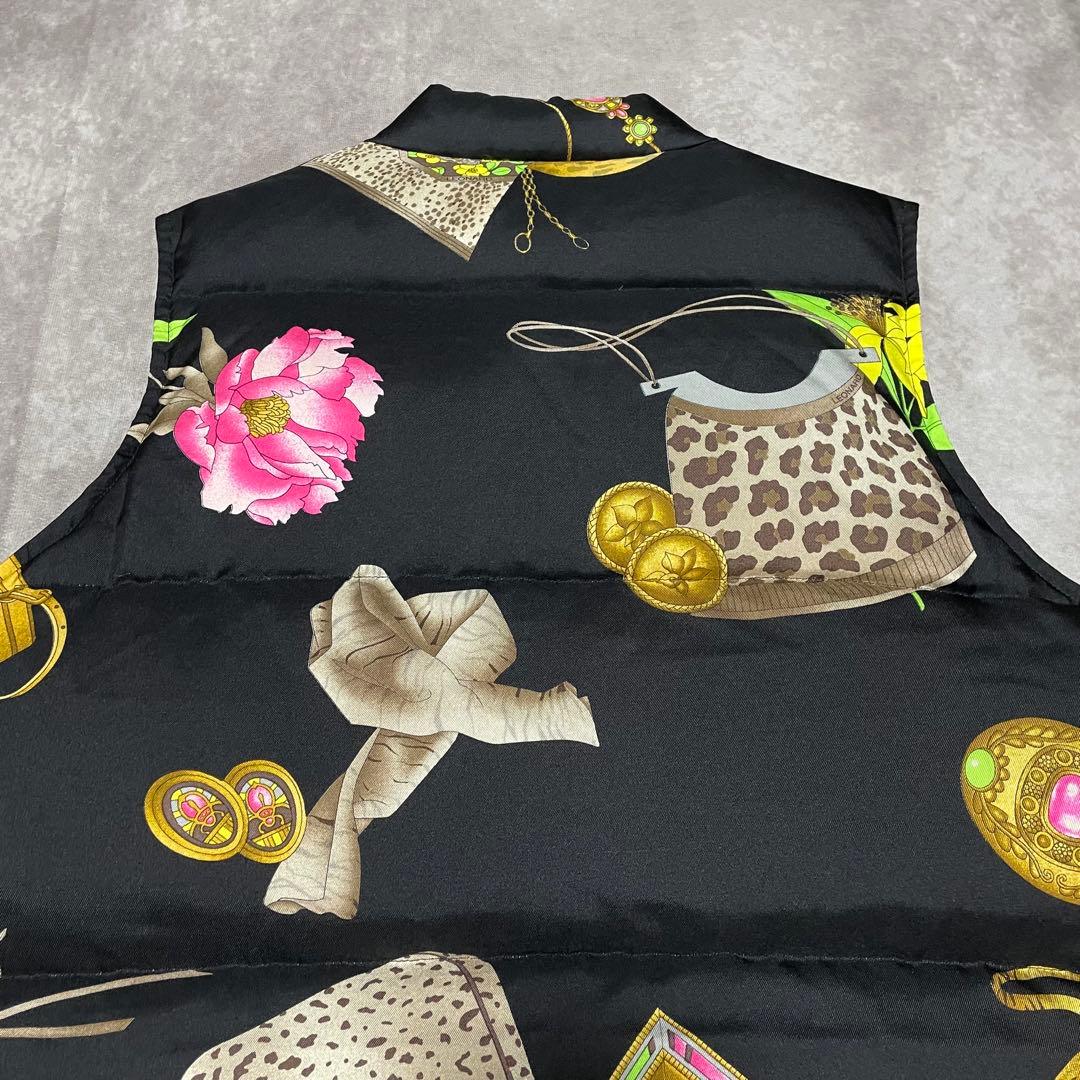 希少　レオナールスポーツ　LEONARD （M） ダウンベスト　花柄　シルク　黒