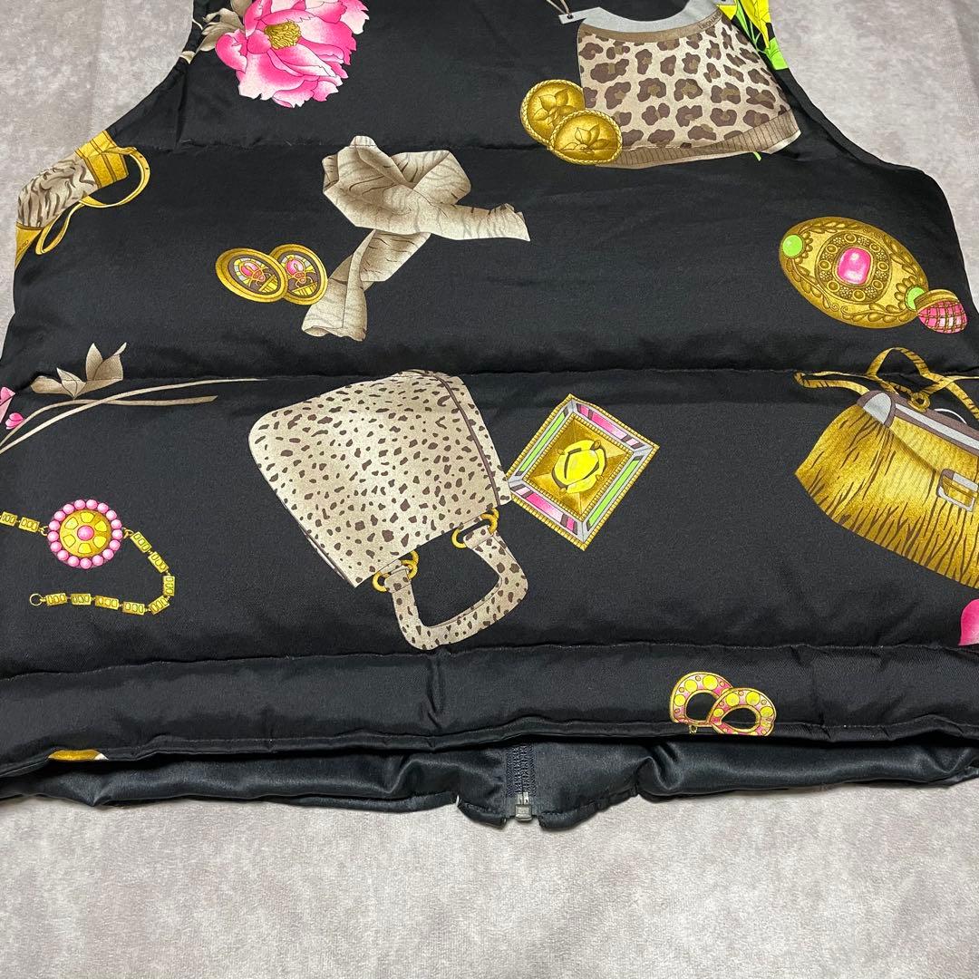 希少　レオナールスポーツ　LEONARD （M） ダウンベスト　花柄　シルク　黒