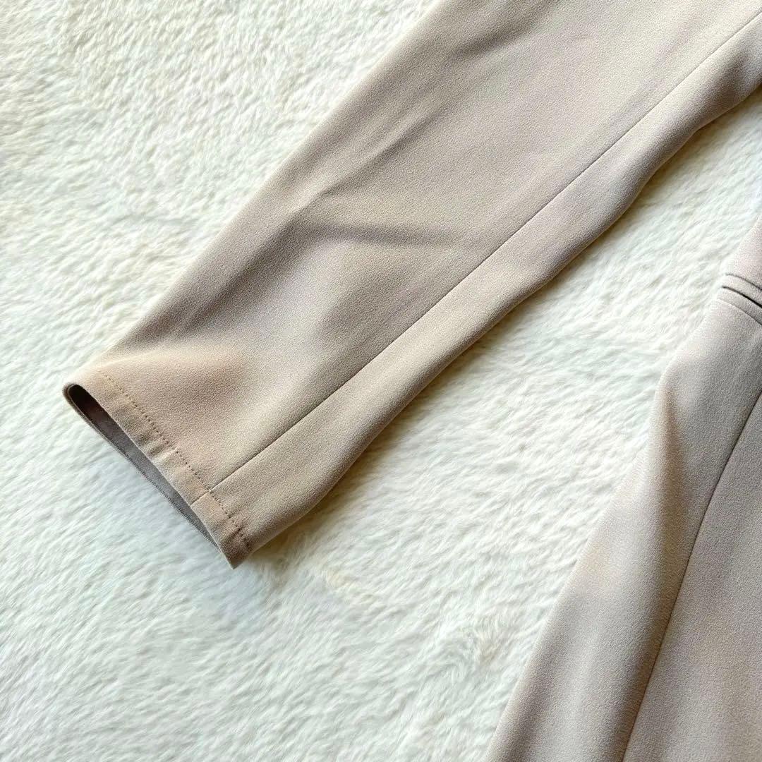 24AW BEIGE, ノーカラー ロングジャケット ベージュ ホワイト