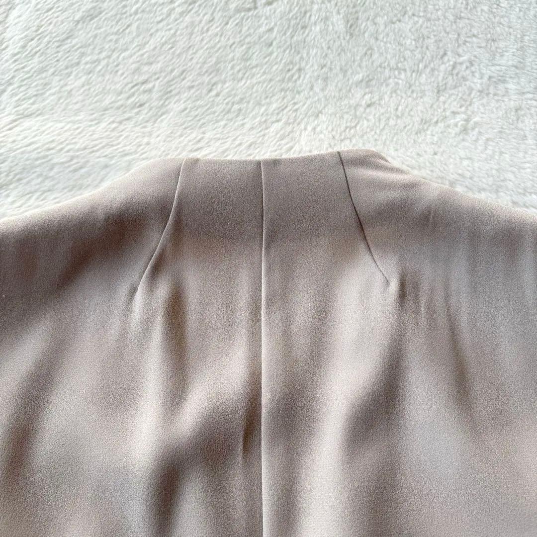 24AW BEIGE, ノーカラー ロングジャケット ベージュ ホワイト