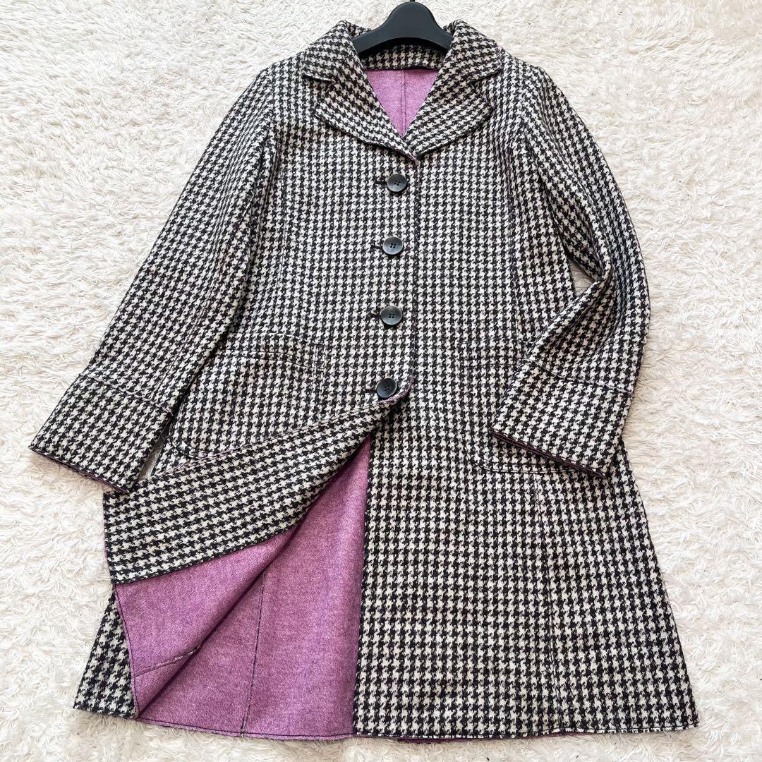 専用MaxMara ダブルフェイス コート 千鳥格子 ウール ピンク 42