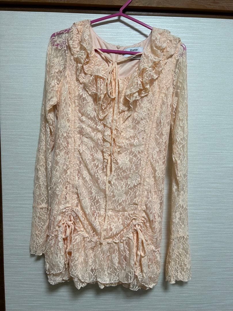 jouetieペールピンク レース ミニドレス