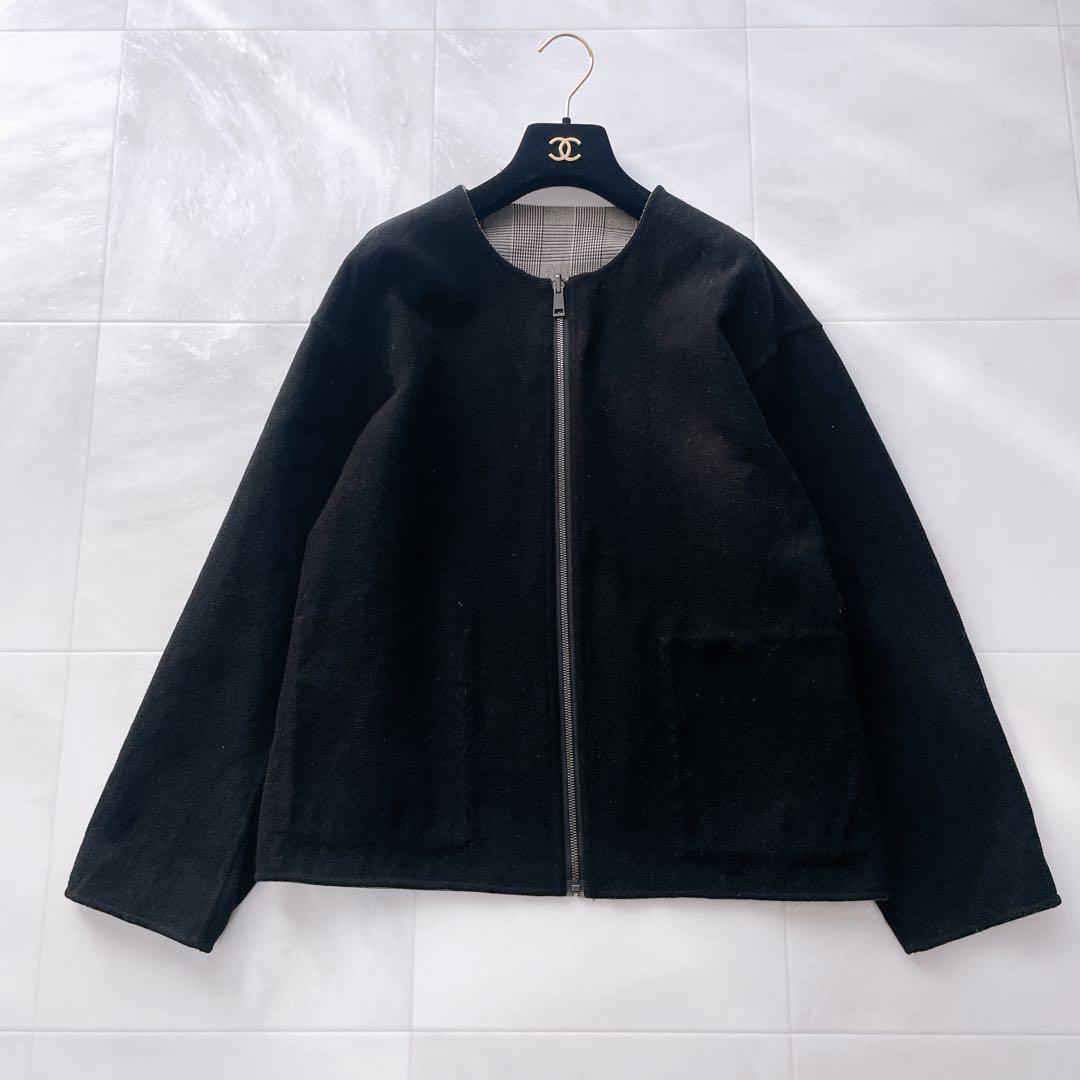 美品✨自由区 MENCHI チェック リバーシブル ブルゾン 大きいサイズ 44