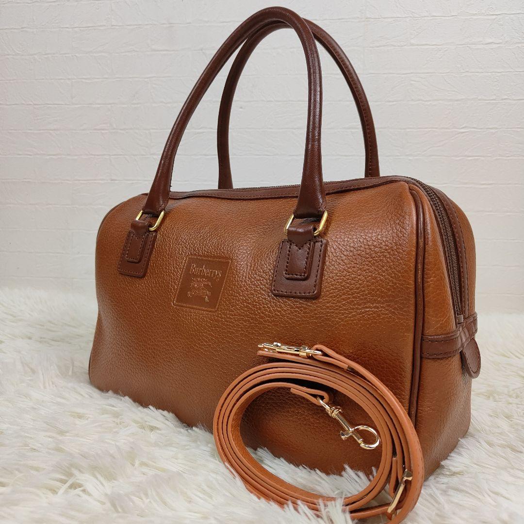 BURBERRY　ミニボストン　ノバチェック　2way ショルダー　シボ革　革