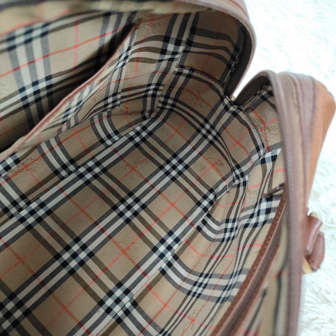 BURBERRY　ミニボストン　ノバチェック　2way ショルダー　シボ革　革