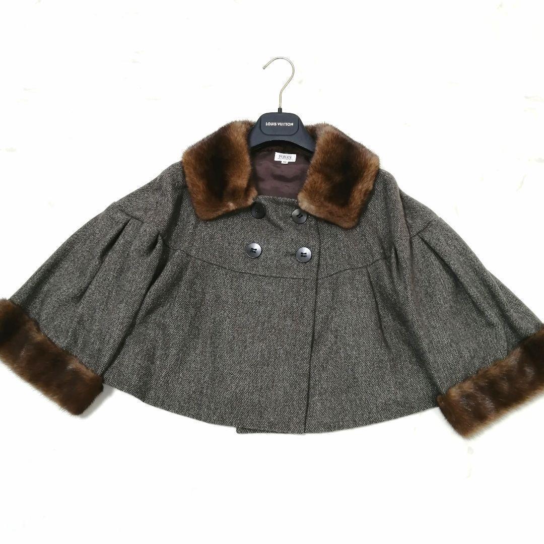極美品✨ フォクシー　ショート丈 ジャケット　カシミヤ　ミンクファー　フレア