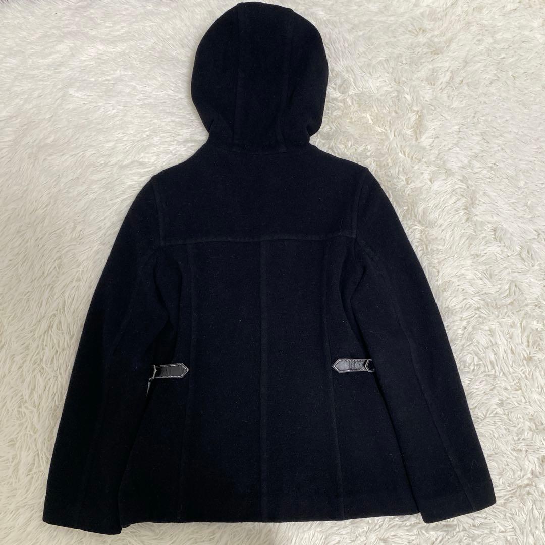 バーバリー フード付きウールコート ノバチェック柄 フルジップ 黒40