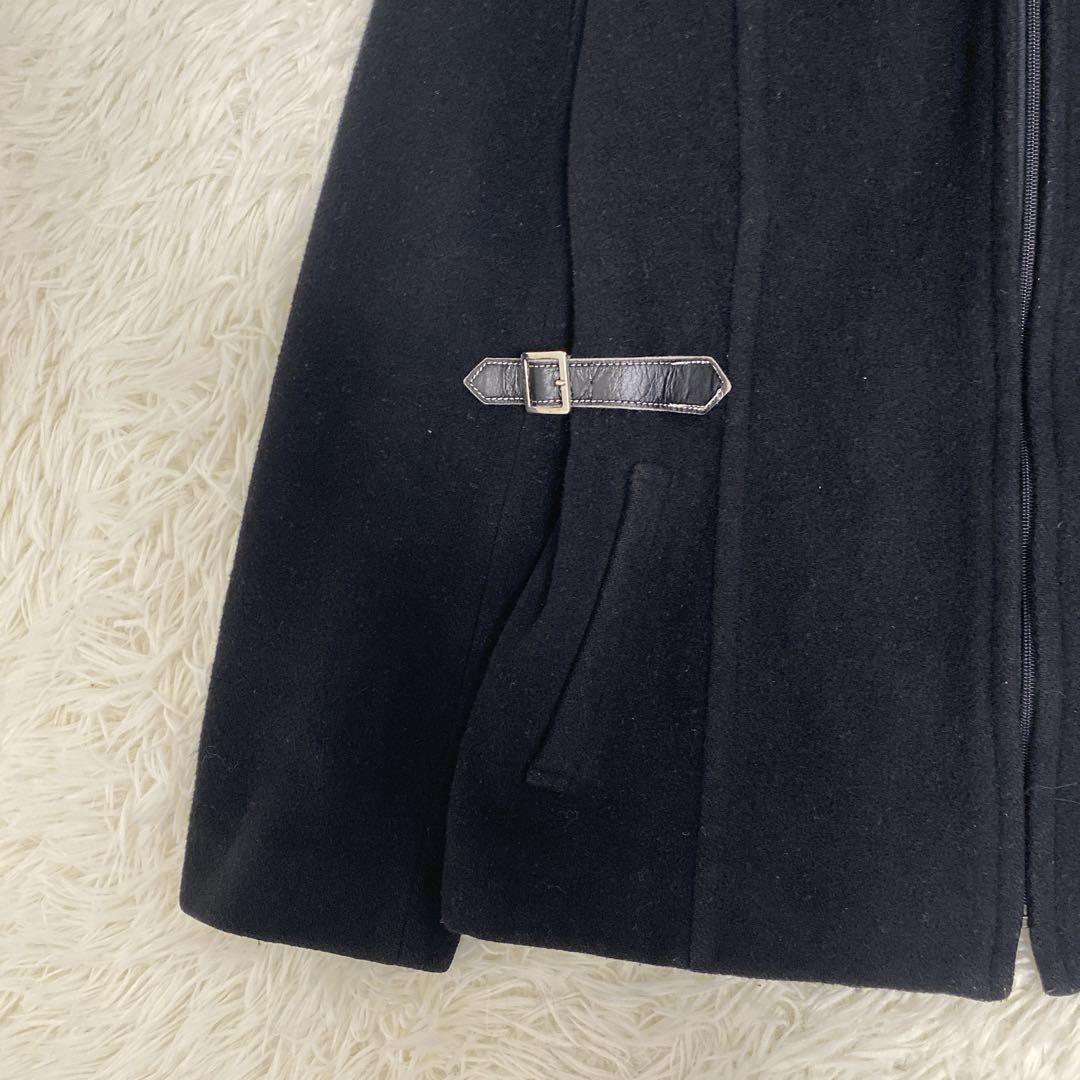 バーバリー フード付きウールコート ノバチェック柄 フルジップ 黒40