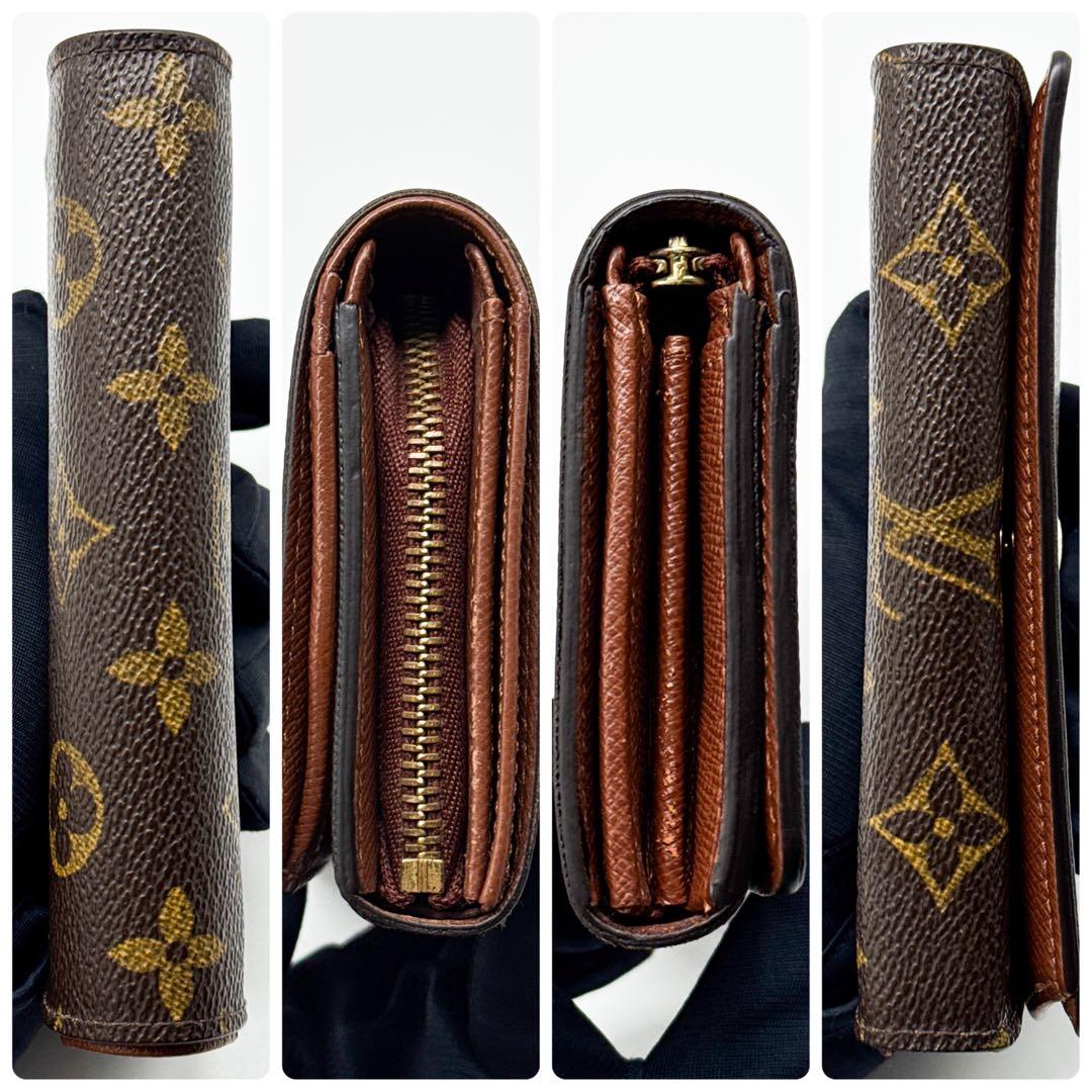 ルイヴィトン モノグラム ポルトフォイユ トレゾール 二つ折り財布 ブラウン