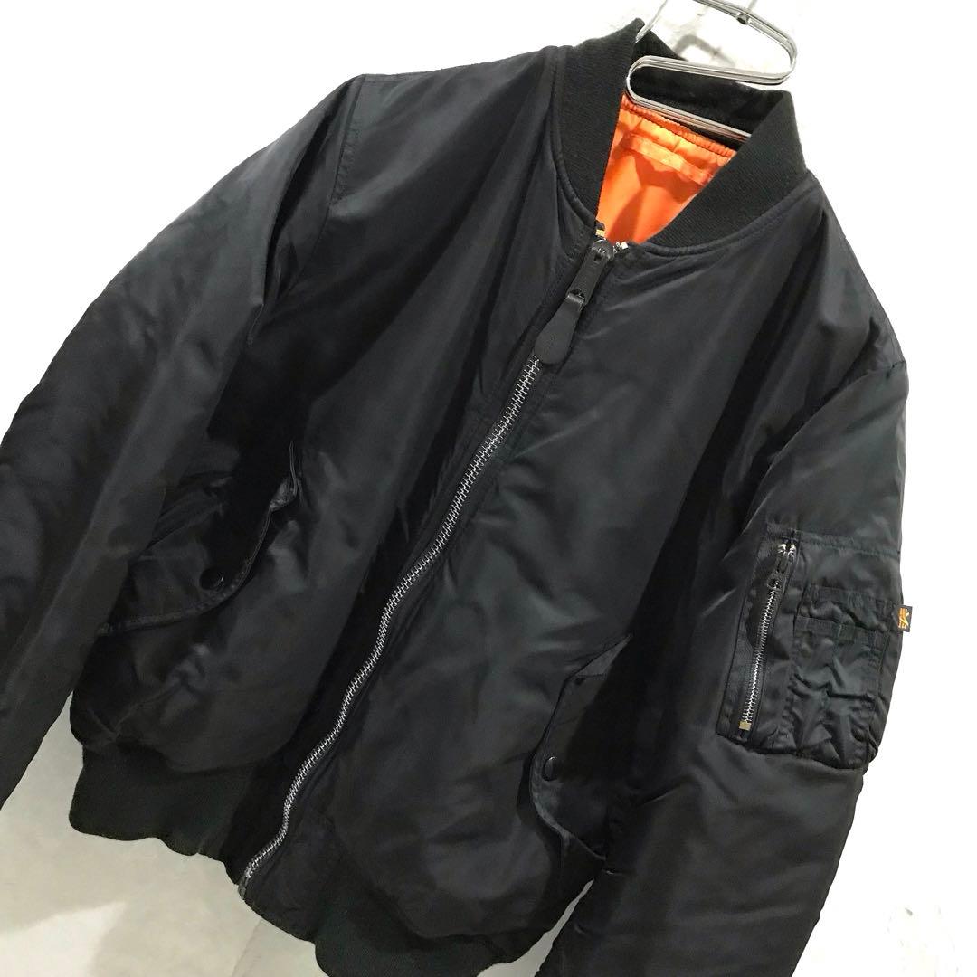 ALPHA MA-1 フライトジャケット 丈短 中綿 ブラック S