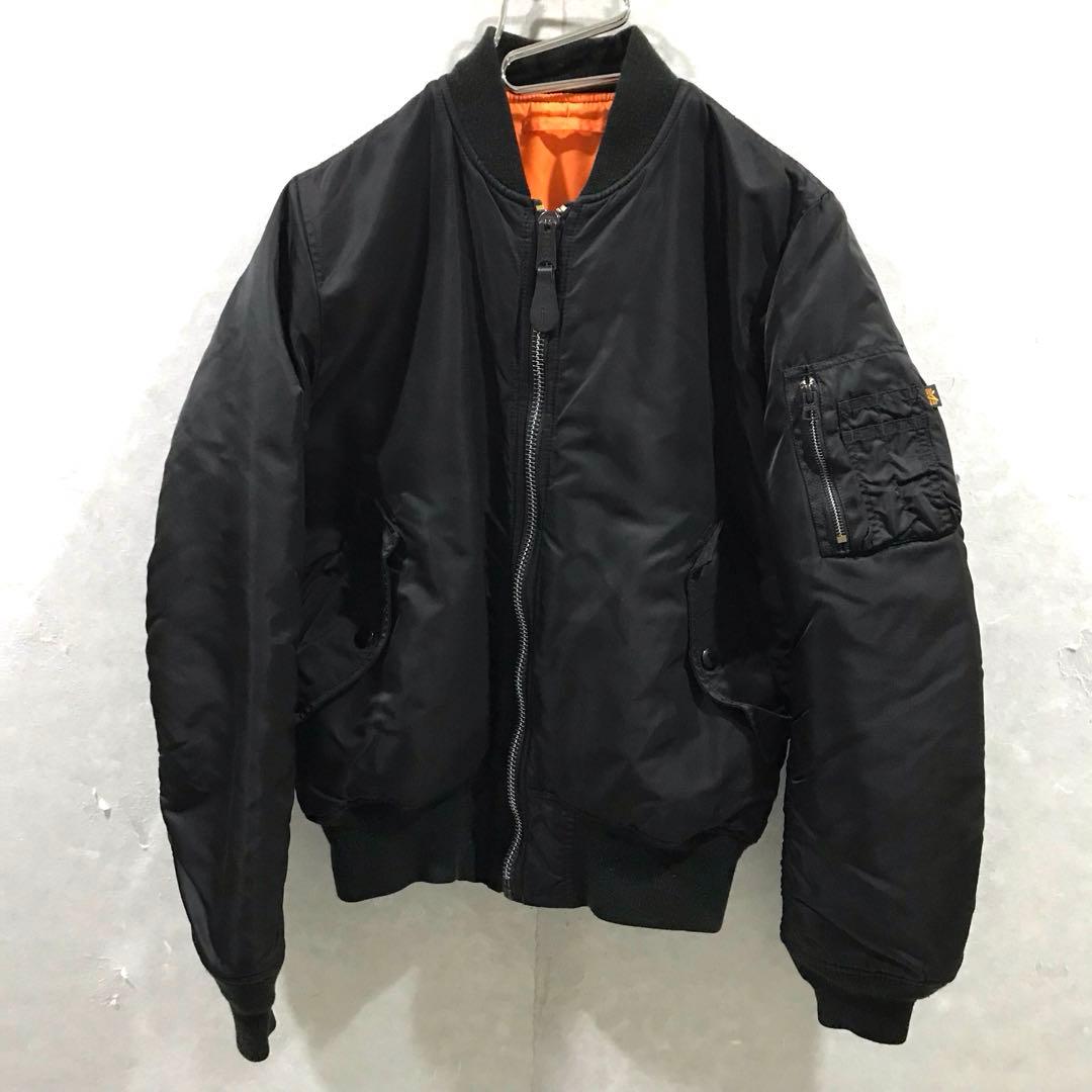 ALPHA MA-1 フライトジャケット 丈短 中綿 ブラック S