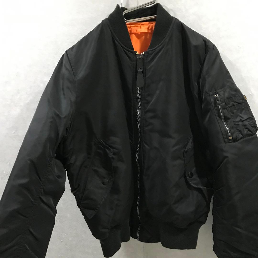 ALPHA MA-1 フライトジャケット 丈短 中綿 ブラック S