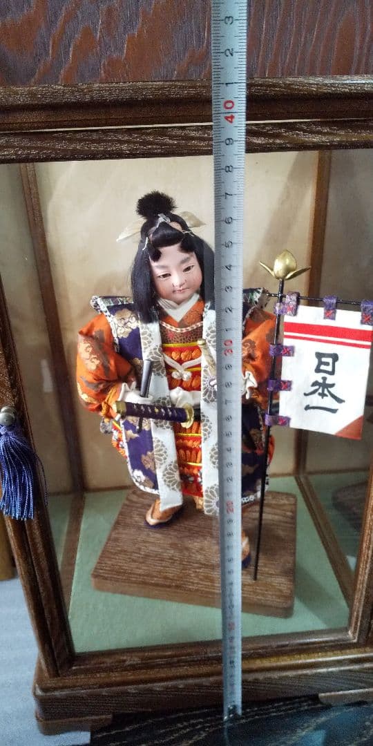 明治極上　京人形司 　福田翠新作 　桃太郎人形　 桑材ケース入 外箱 入