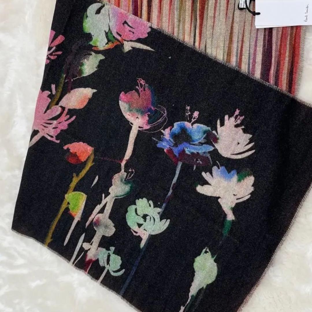 未使用＊ポールスミス＊リバーシブルストール マフラー＊花柄×ストライプ