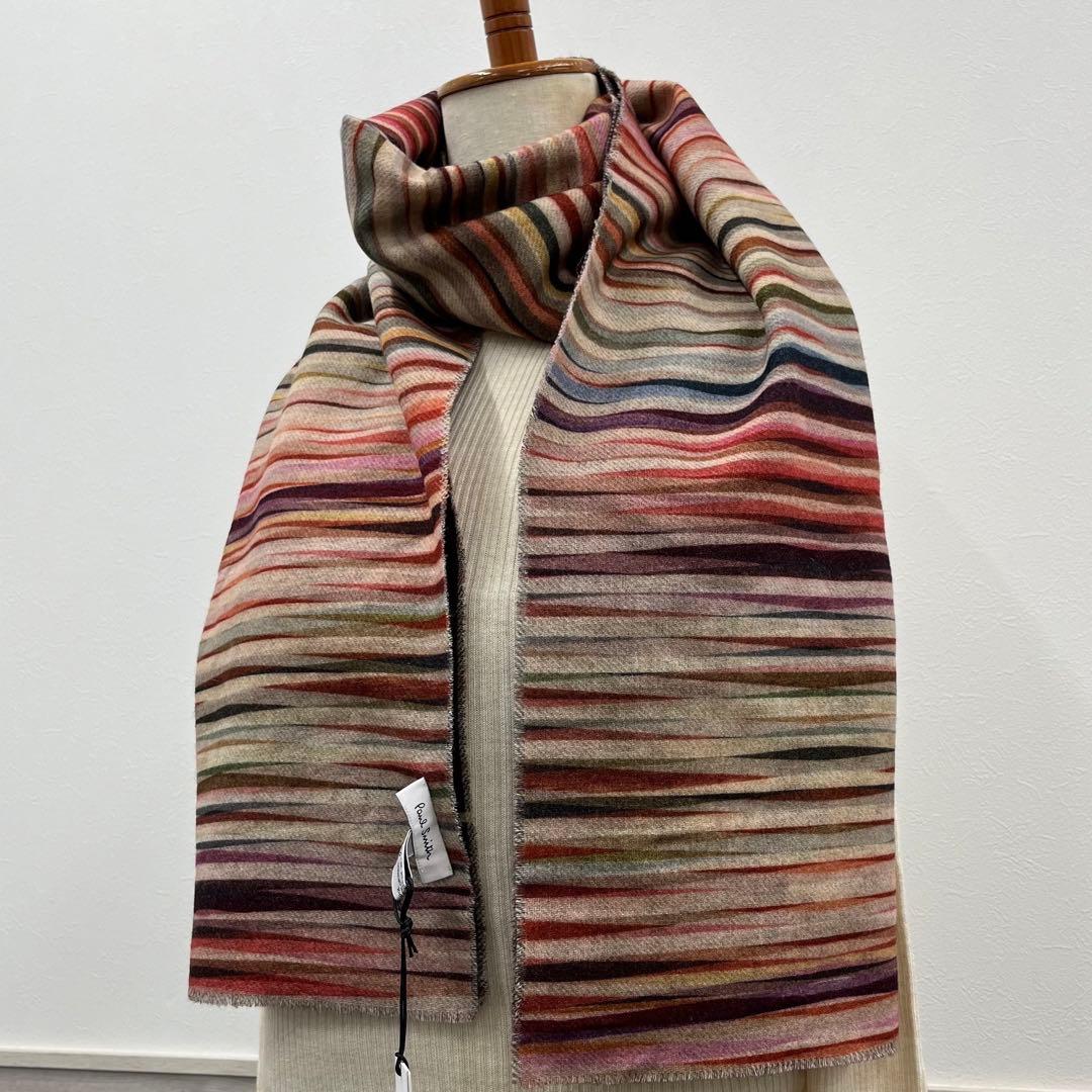 未使用＊ポールスミス＊リバーシブルストール マフラー＊花柄×ストライプ