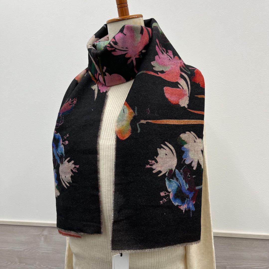 未使用＊ポールスミス＊リバーシブルストール マフラー＊花柄×ストライプ