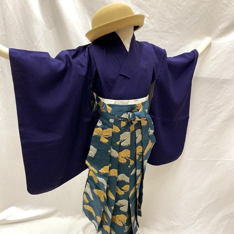 504ab11■ 七五三 7歳 男児 着物&袴&角帯 シンプル■状態良好