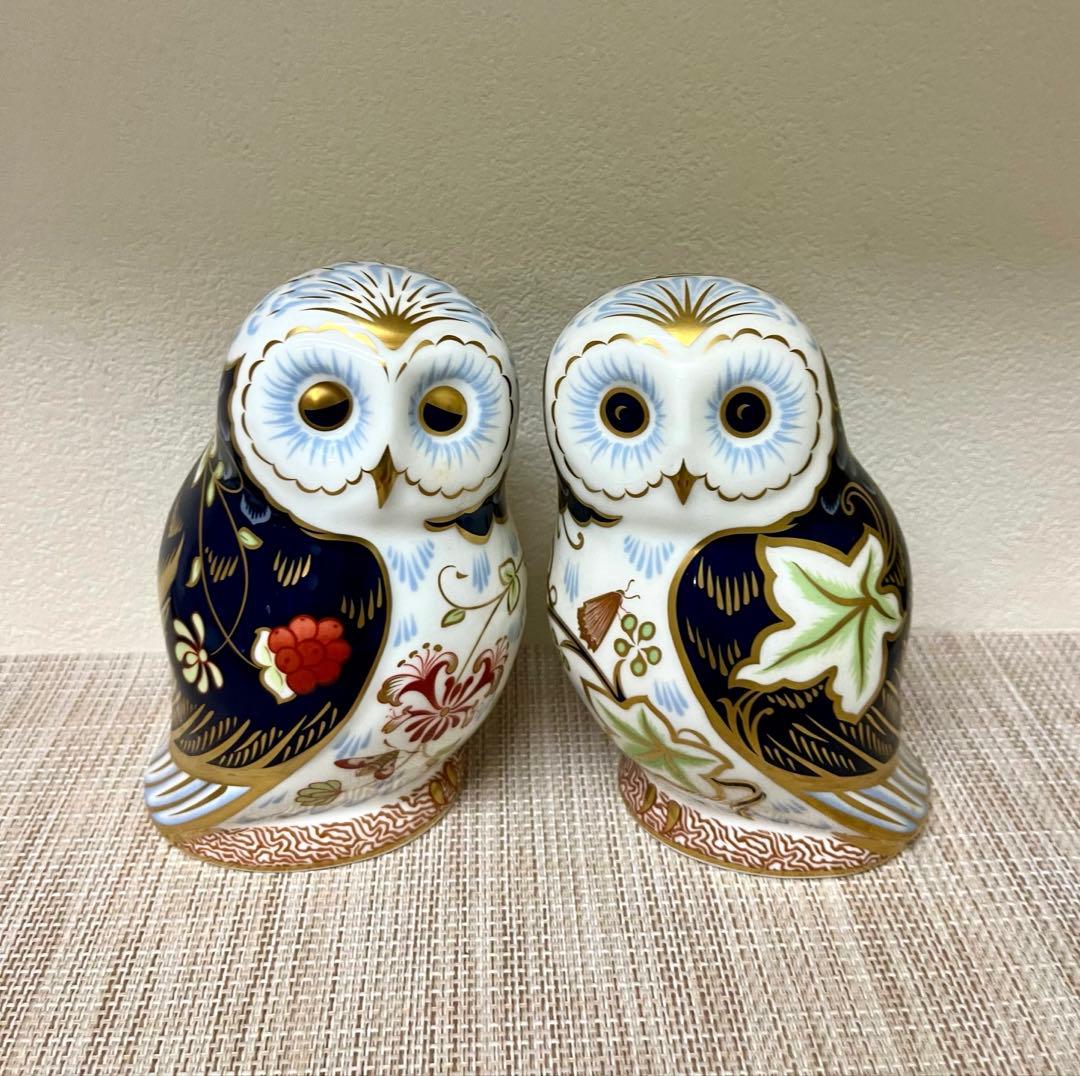 ロイヤルクラウンダービー ペーパーウエイト トワイライト＆デイブレイク オウル