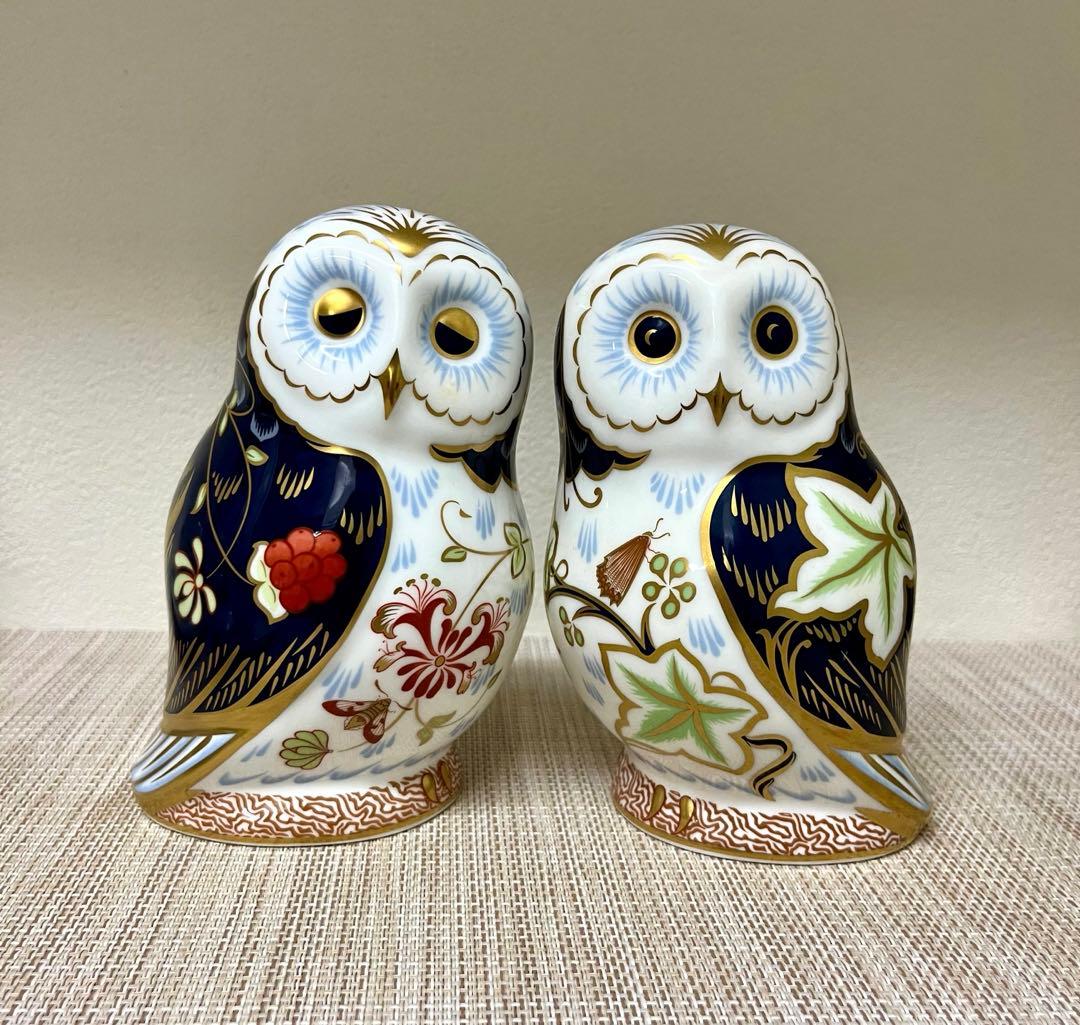 ロイヤルクラウンダービー ペーパーウエイト トワイライト＆デイブレイク オウル