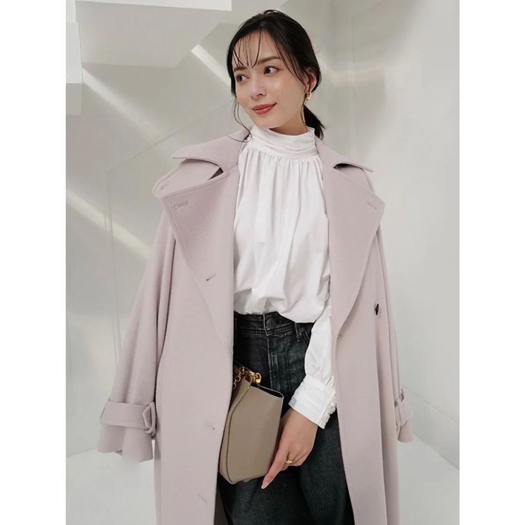 新品未使用タグ付 anuans ウールトレンチコート ピンク