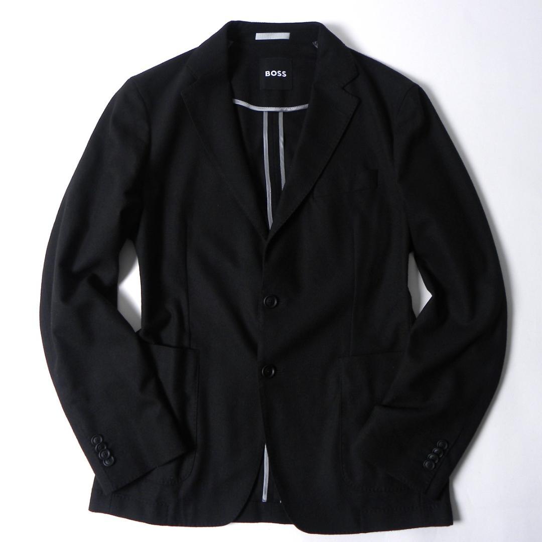 BOSSフランネルセットアップスーツ TECH FLANELL スリムフィット黒