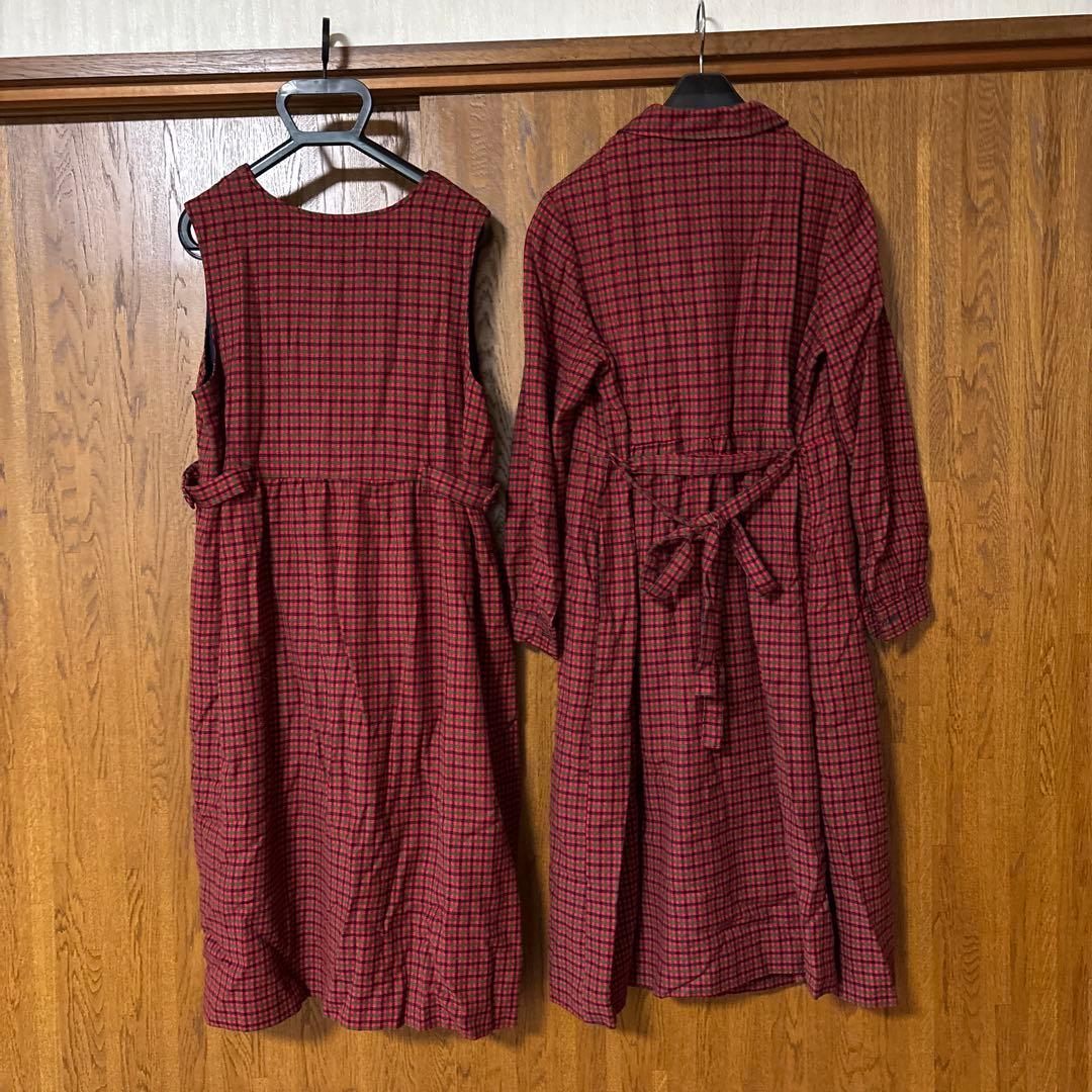 Familiar チェック柄 マタニティドレス 2点セット 古着　レトロ