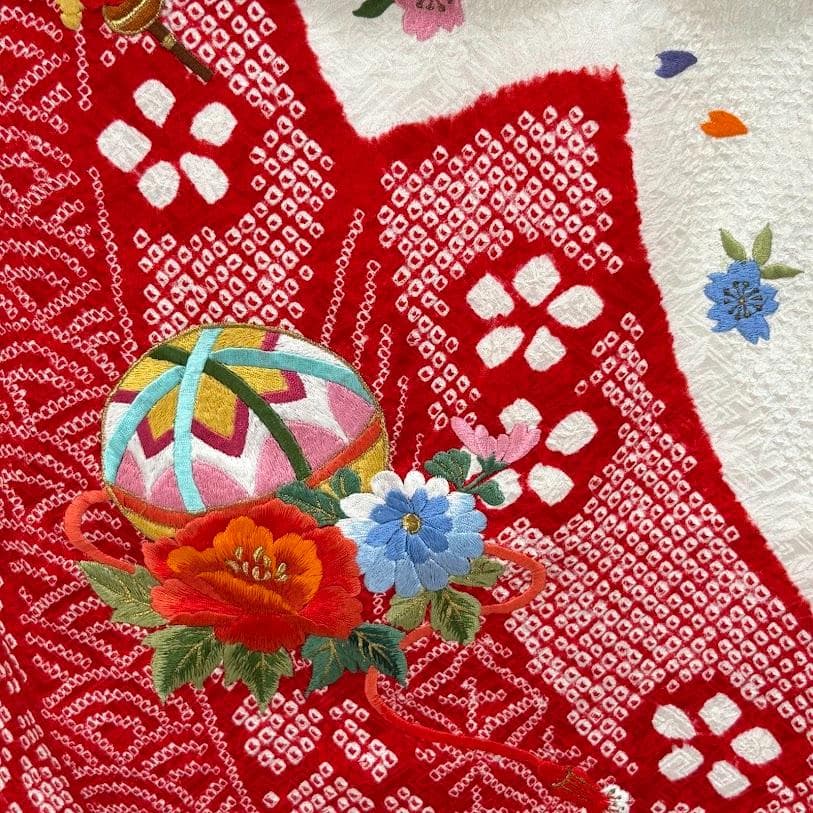 ゆりのはな　七五三　女の子　３歳　祝着　総絞り　総刺繍　金駒刺繍　正絹　I101