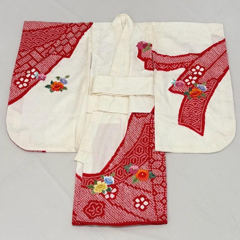 ゆりのはな　七五三　女の子　３歳　祝着　総絞り　総刺繍　金駒刺繍　正絹　I101