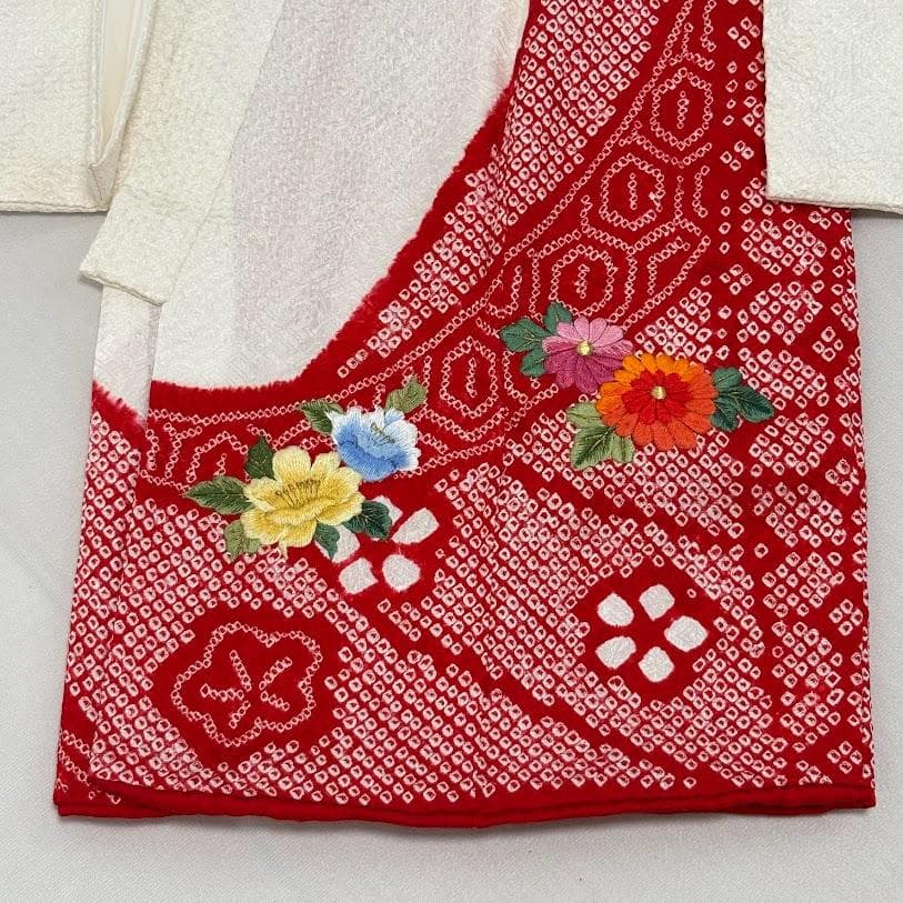 ゆりのはな　七五三　女の子　３歳　祝着　総絞り　総刺繍　金駒刺繍　正絹　I101
