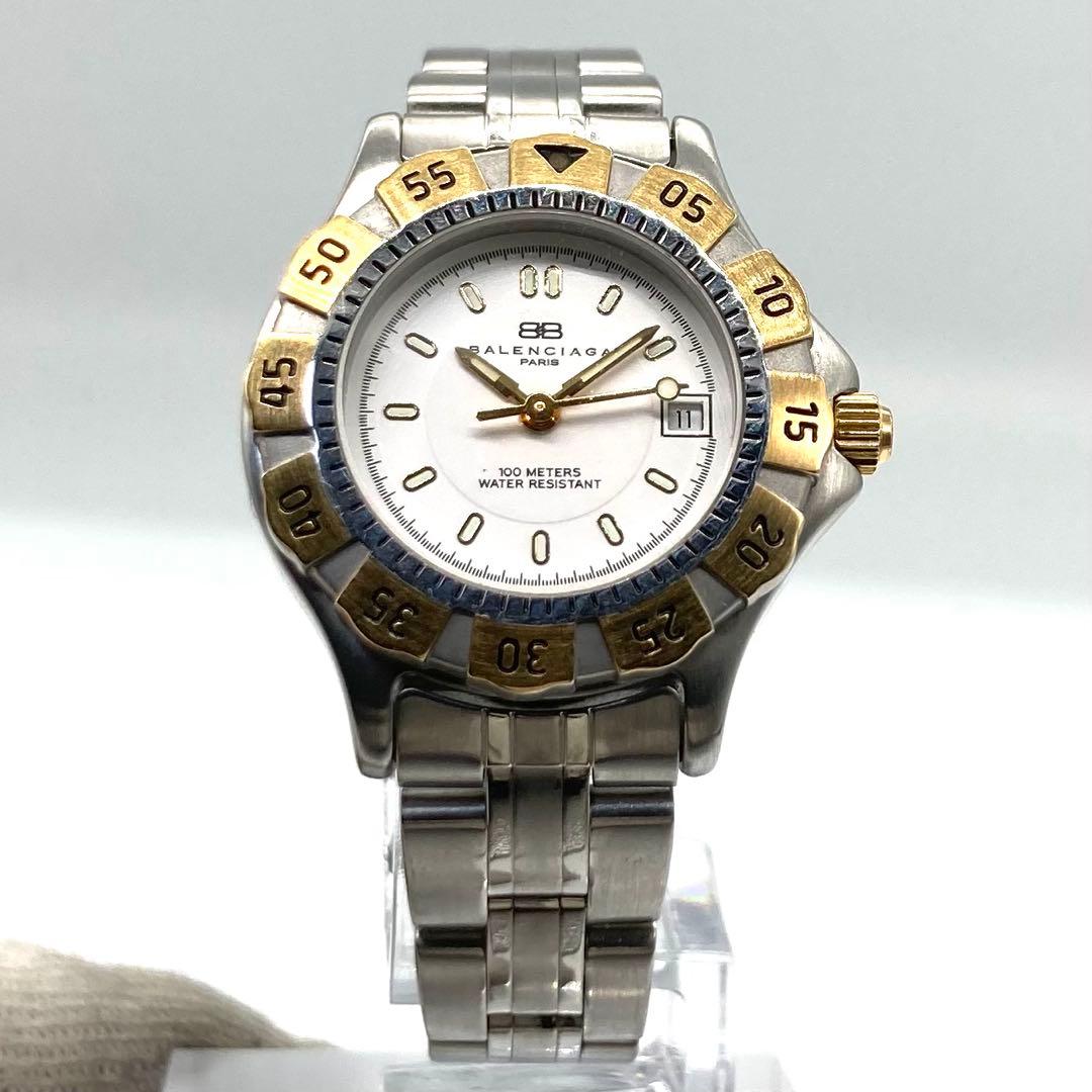 【稼動】 バレンシアガ 腕時計 ダイバーズウォッチ クォーツ QZ デイト