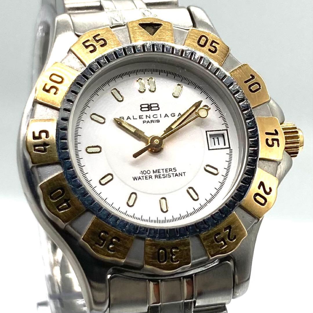 【稼動】 バレンシアガ 腕時計 ダイバーズウォッチ クォーツ QZ デイト