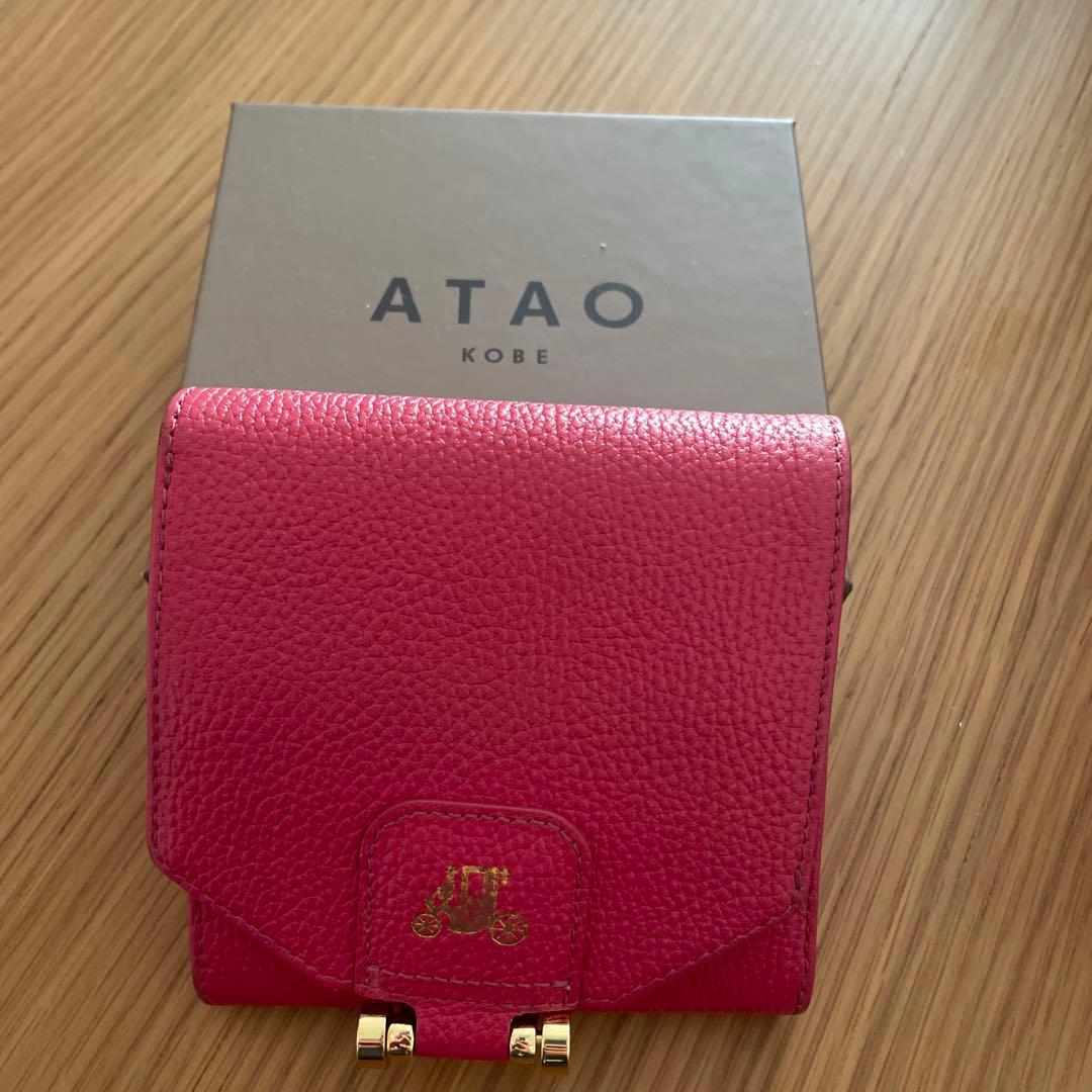 美品 ATAO アタオ ロトロ ウォレット 二つ折り財布 マゼンタ