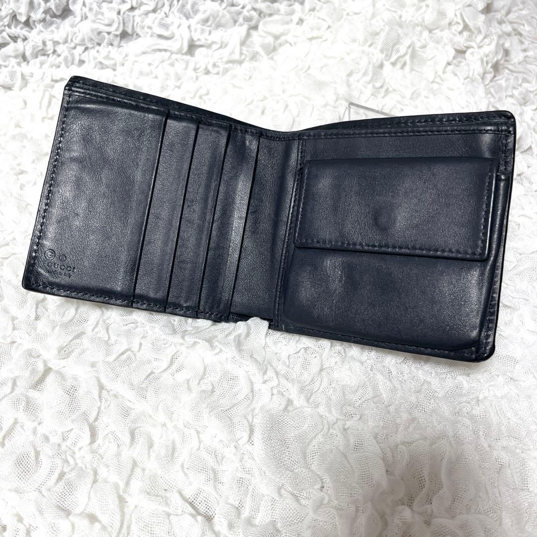 美品✨️ GUCCI マイクロシマ 二つ折り財布 レザー　コンパクトウォレット