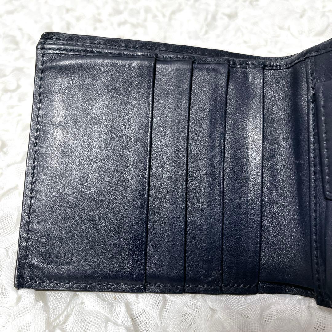 美品✨️ GUCCI マイクロシマ 二つ折り財布 レザー　コンパクトウォレット